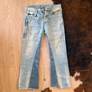 Mr.Completely Two Toned Denim Jeans With Unique Patchwork